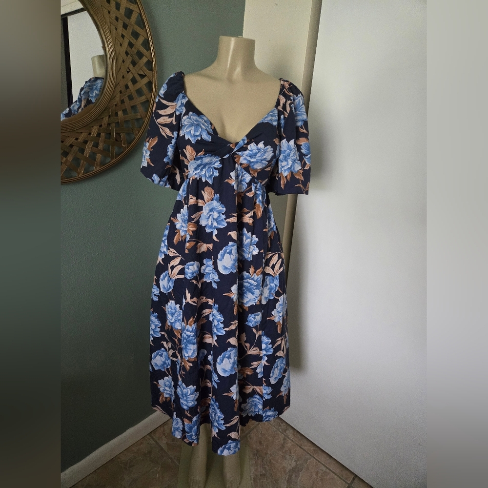 Abercrombie & Fitch Blue Floral Midi Dress